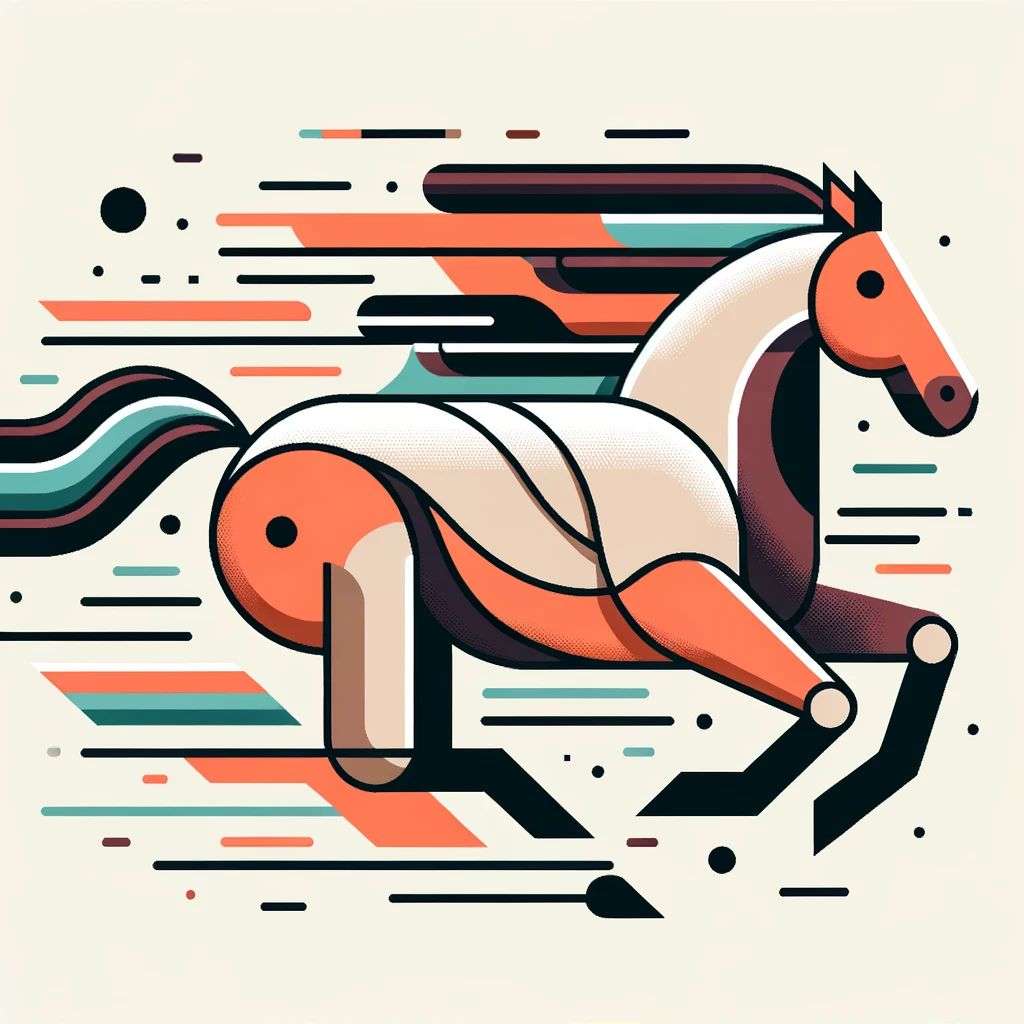 a horse, modern flat design style illustration with line elements